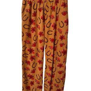 Red Floral and Horseshoe Pajama Pants